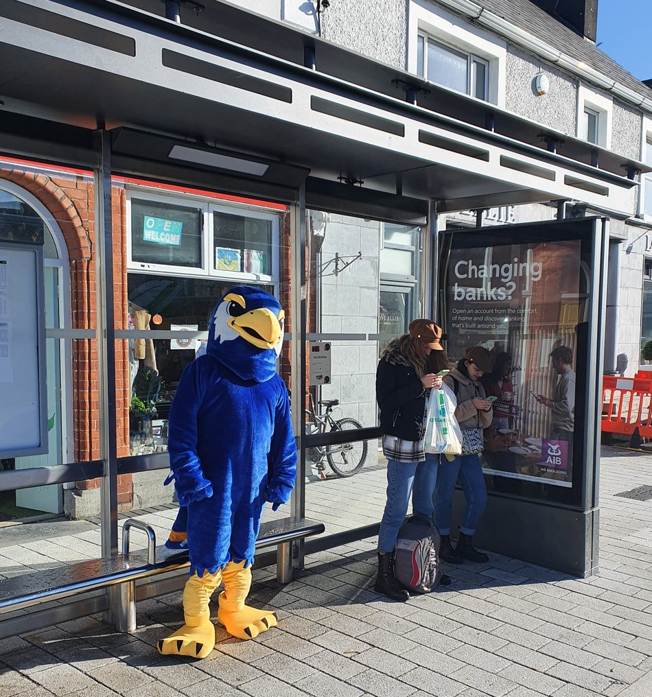 Ernie catches the bus into town